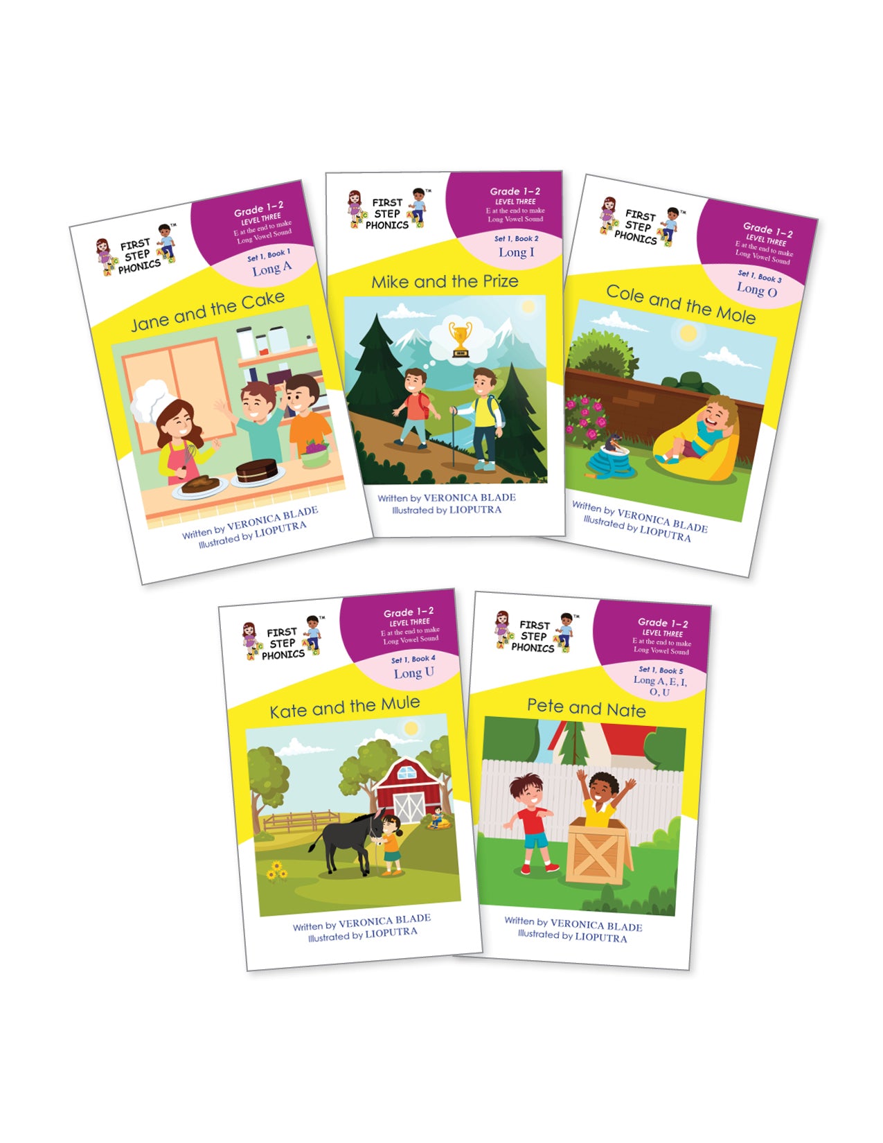 Level 3, Set 1: E at the end of words to make a long vowel sound (5 books)